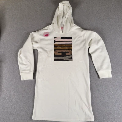 Juicy Couture XL (16) Juvenil Blanco Sudadera con Capucha Lentejuelas Flippables Rosa Marrón Negro LARGO Foto 1 de 4