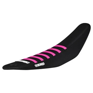 2022-2024 Yamaha YZ 85 Cubierta de asiento por Enjoy MFG TODO NEGRO COSTILLAS ROSA #319 - Imagen 1 de 4