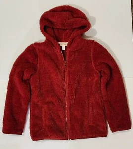 Cat & Jack Coat Jacket Red Faux Fur Hooded Zipper Size M - Picture 1 of 7