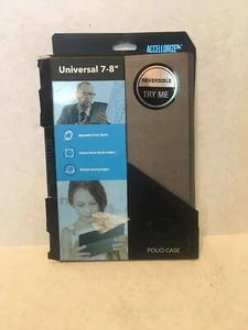 Accellorize Universal Reversible 7-8" Folio Case For Tablets Gray/Black, New - Picture 1 of 4