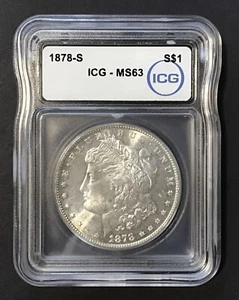 1878 S Morgan Silver Dollar Coin #200 - MS63 UNC - CHECK THIS COIN! CERTIFIED - Picture 1 of 4