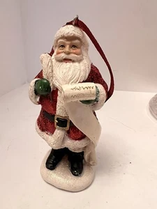 Bright Glittery Santa Claus Checking List Molded Resin Christmas Ornament Gifts - Picture 1 of 4