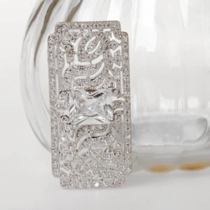 Broche para mujer vintage blanco circón claro de lujo clásico geométrico chapado en oro - Imagen 1 de 11