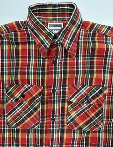 VTG 70s Five Brother Flannel Shirt Men Medium Red Plaid Outdoors Workwear USA - Picture 1 of 15