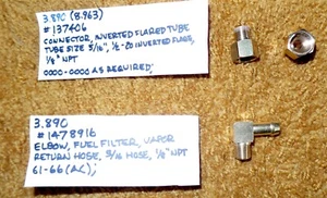 1963-66 Cadillac Fuel Filter Brass Fitting Kit- Cars with A/C NEW (Read details) - Picture 1 of 5