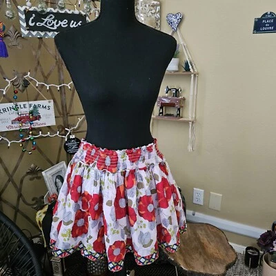 Hollister Skirt Womens L Stretch Elastic Waist Floral Flare Mini  Red  - Image 1 of 4