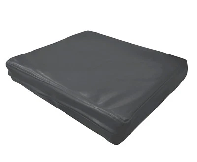 pe248t Grey Faux Leather Classic Pattern 3D Box Seat Cushion Cover Custom Size - Image 1 of 4