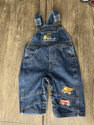 Mono vaquero vintage Small Steps niños 12 meses construcción camión de volteo y bomberos Foto 1 de 4