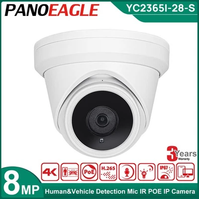 Panoeagle 8MP 4K IR30M Turret Security IP Camera Outdoor POE YC2365I 2.8MM IP67