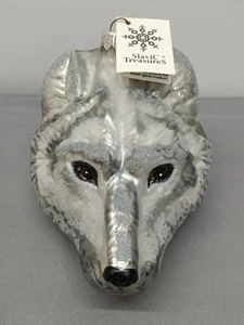 Vintage Slawische Schätze Holz Wolfskopf mundgeblasenes Glas handgemachte Orn. Polen -SELTEN - Bild 1 von 11