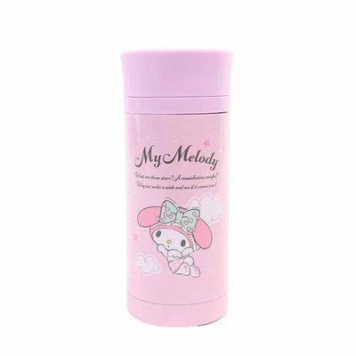 Botella de agua con vaso Sanrio My Melody Night de acero inoxidable 350 ml reutilizable Foto 1 de 4