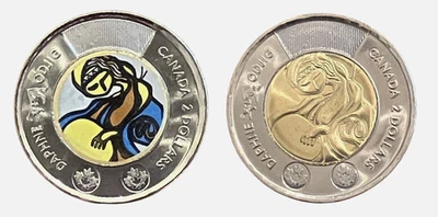 Canada 2025 Daphne Odjig Colourized & Plain BU Uncirculated Toonie Set!! - Image 1 of 4
