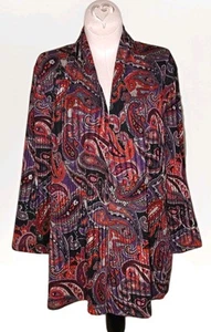 Kasper - Bold Paisley Stretch Open Front Jacket Duster - Women's Size Small - Picture 1 of 4