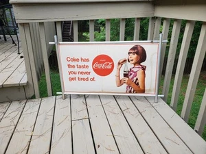 1950s/1960s Coca-Cola Double Sided Sign Cardboard Advertising Aluminum Frame - Picture 1 of 10