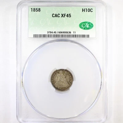 1858 H10C CACG XF45 - Liberty Seated Half Dime - Image 1 of 4