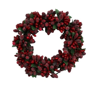 6-inch Beaded Wreath Candlering Candle Ring Ornament Christmas Red - Image 1 of 2