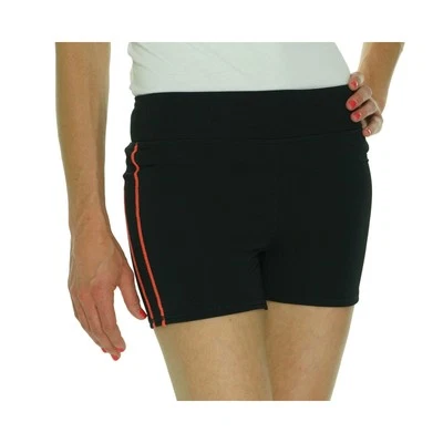 Pantalones cortos deportivos negros HUE para dama con costuras de neón, talla XS Foto 1 de 2