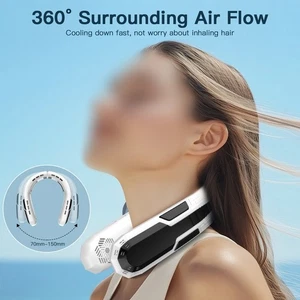 Rechargeable Neck Fan Portable 360 Degree Cooling Foldable Three Speed Settings - Zdjęcie 1 z 5