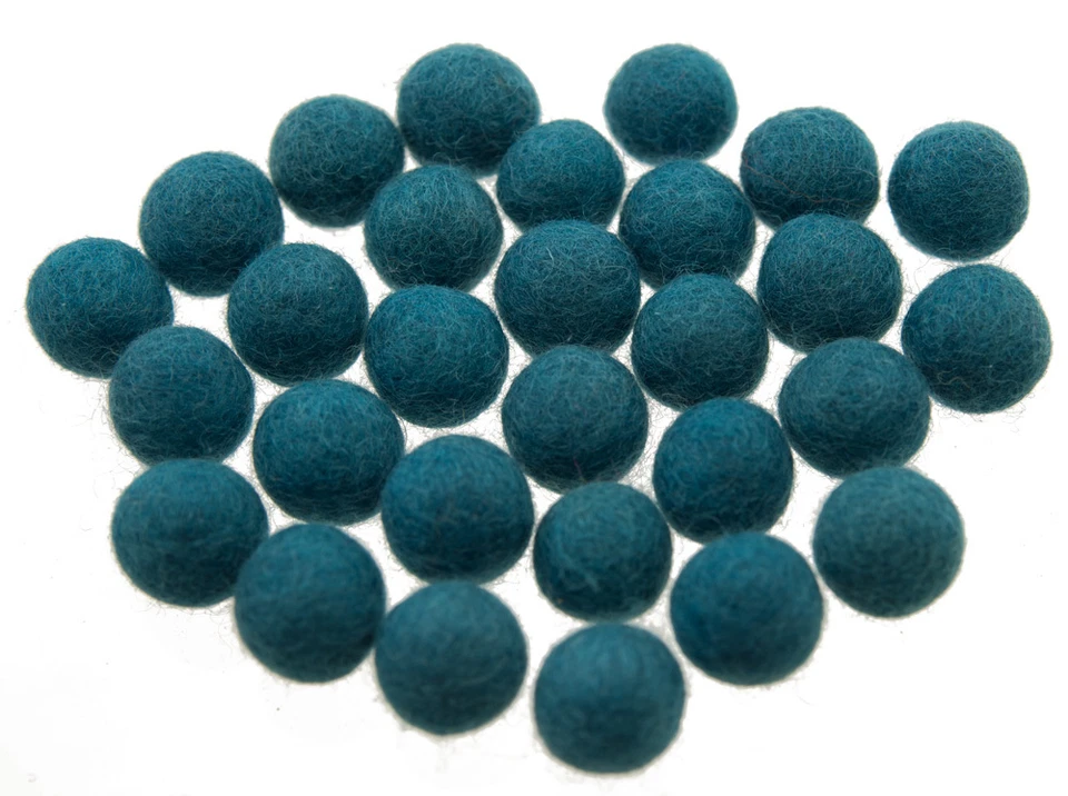 50 Perles Boules de Feutre Feutrine Naturelle Ø=2.1 Cm Nepal Bleu BO2