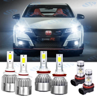 Juego de faros LED + luz antiniebla 6000 k 9005 H11 H8 para Honda Civic 2016-2020 Foto 1 de 4