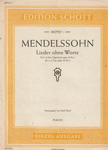 Mendelssohn - Songs Without Words - Nr.3 Jägerlied a-Dur Op. 19 No. 3 ~ No. 4 - Picture 1 of 1