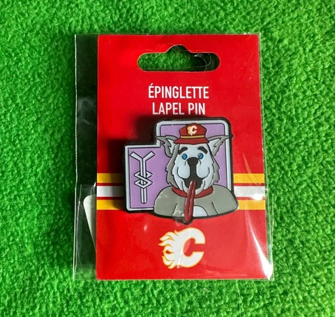 NHL Calgary Flames Hockey Fights Cancer Harvey Mascot Logo Lapel Pin Cover