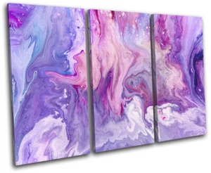 Marble Design Pink Purple Cool Abstract TREBLE CANVAS WALL ART Picture Print - Picture 1 of 1