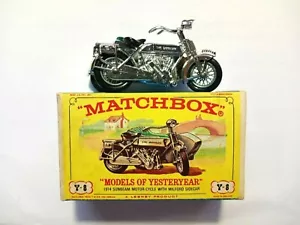 ORIGINAL BOX 1962 MB MODELS OF YESTERYEAR Y-8 1914 SUNBEAM MOTORCYCLE W/SIDECAR - Picture 1 of 11