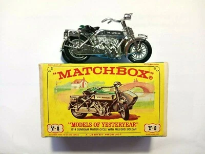ORIGINAL BOX 1962 MB MODELS OF YESTERYEAR Y-8 1914 SUNBEAM MOTORCYCLE W/SIDECAR - Image 1 of 4