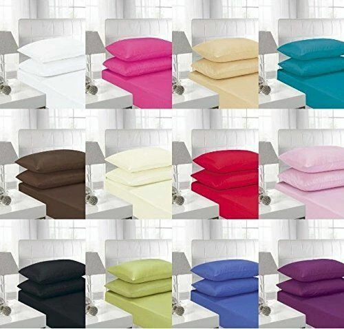 40CM EXTRA DEEP 16" Fitted Sheet Single Double King S.King Bed OR Pillow Cover - Image 1 of 1