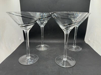 LUIGI BORMIOLI BLACK DOUBLE SPIRAL SWIRL MARTINI/COSMO GLASSES Set Of 4 - Image 1 of 4