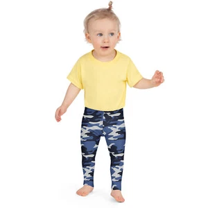 Dark Blue Grey camouflage Kid's Leggings | Kid's Leggings - Picture 1 of 16