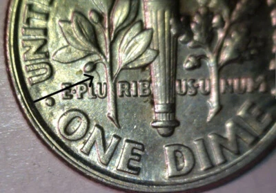1996 P Roosevelt Dime with die clash on reverse circulated - Image 1 of 3