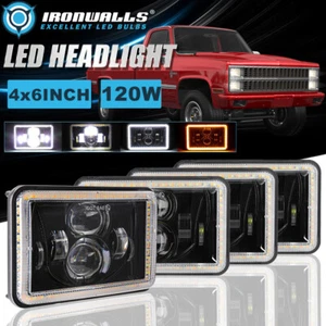 For Chevrolet C10 C20 Camaro 4Pcs 4X6" LED Headlights Hi/Lo Beam DRL Turn Signal - Foto 1 di 12