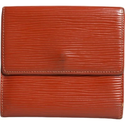 Louis Vuitton Naranja EPI Cuero Triple Pared Unisex Tarjetero Billetes para Monedas Foto 1 de 4
