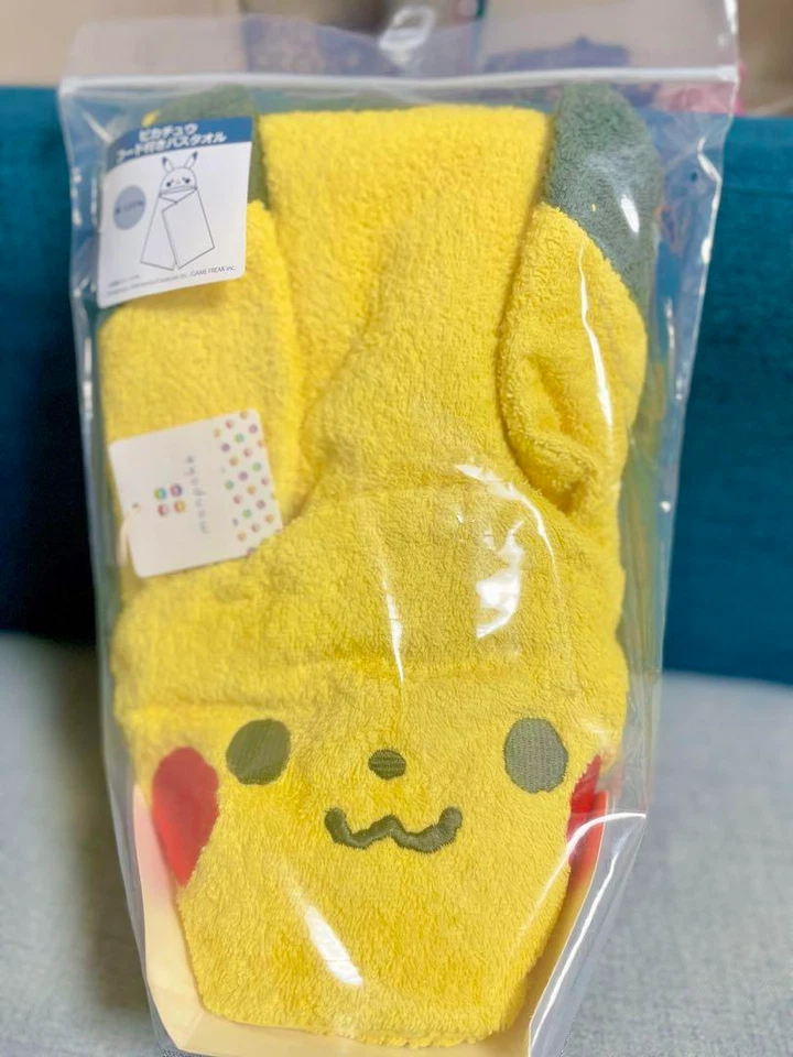Monpoke Pokemon Pikachu hooded bath towel Baby Gift Japan New - Image 1 of 4