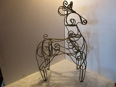 "Escultura navideña vintage de metal alambre retorcido ciervo independiente 29,5"" T años 80" Foto 1 de 4