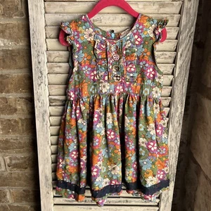 Matilda Jane Paint by Numbers Girls Floral Dress Size 6 Buttons Lace - Picture 1 of 6