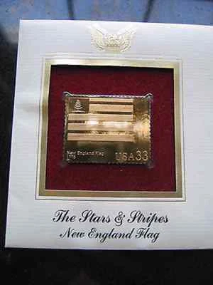 2000 New England Flag replica 22 kt Gold Stamp FDI FDC Golden Cover - Image 1 of 3