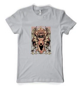 Personalised Stag Head Deer Skull Animal Roses Flower Adult And Kids T-Shirt - Picture 1 of 20