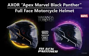 Casco completo de motocicleta AXOR “Apex Marvel Black Panther” certificado ECE & DOT - Imagen 1 de 21