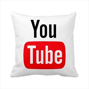Handmade 14" Satin Pillow Case Youtube Play Movie Video Music Subscribe cushion