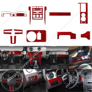 26Pcs Red Carbon Fiber Interior Kit Full Set Trim Cover For Ford Mustang 2005-09 - Bild 1 von 12