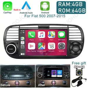 64GB For 2007-2015 Fiat 500 Android 13 Car Stereo Radio Carplay GPS Touch Screen - Picture 1 of 21