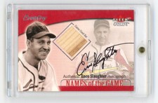 2001 Fleer Genuine Names Of Game Enos Slaughter Game Used Bat Relic Auto SP HOF