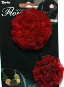 2er Set rote Rüschen Rosen Stoff Accessoires Neu - Bild 1 von 2