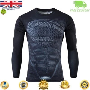 Mens Compression Superhero Top Base Layer Gym Long Sleeve Thermal Sweats BJJ - Picture 1 of 3