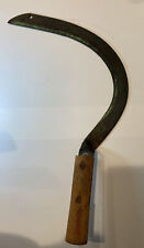 Vintage Antique Rustic Farm Tool Hand Sickle With Offset Wood Handle