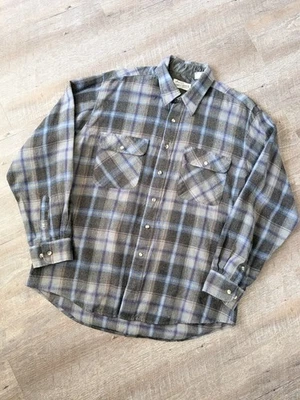 Vintage Sears Roebuck XLT XL Tall Flannel Shirt Plaid Wool Grunge Lodge Cabin - Image 1 of 4