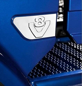 Accessori Decorativi V8 in Acciaio Inox Lucidato a Specchio per Camion Scania R  - Foto 1 di 12